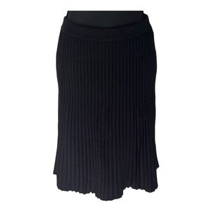 Anne Klein Women‎ Stretchy Viscose Knit pleated Black Ribbed Mini Skirt Size M-L
